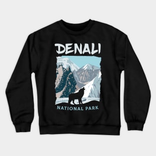 Denali National Park - US Wolf - Alaska Wolves Crewneck Sweatshirt